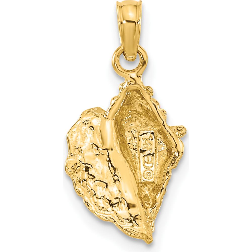14K Yellow Gold Solid Polished Conch Shell Pendant - Nature-Inspired Design by Oro Pregiato