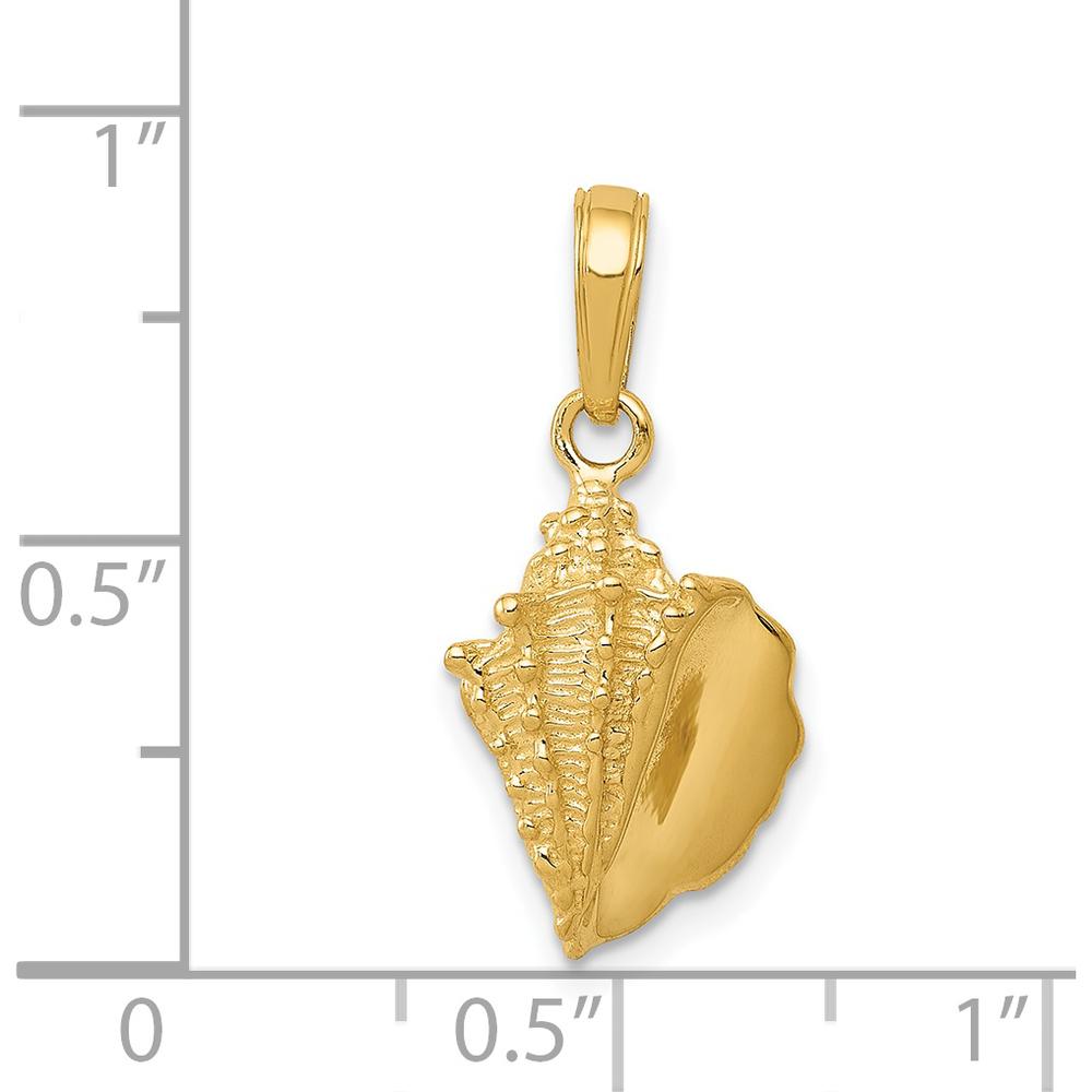 14K Yellow Gold Solid Polished Conch Shell Pendant - Nature-Inspired Design by Oro Pregiato