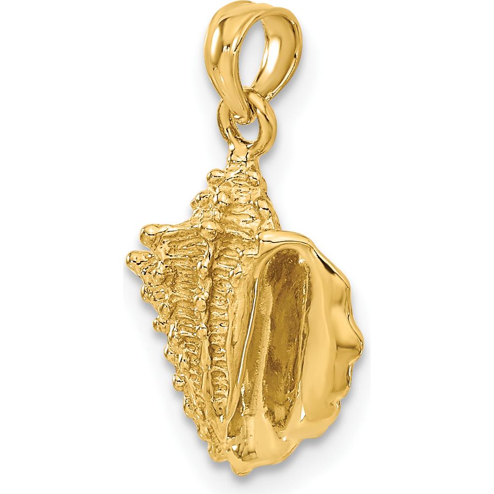 14K Yellow Gold Solid Polished Conch Shell Pendant - Nature-Inspired Design by Oro Pregiato