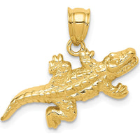 14K Yellow Gold Solid Polished Crocodile Pendant - 17mm Length by Oro Pregiato