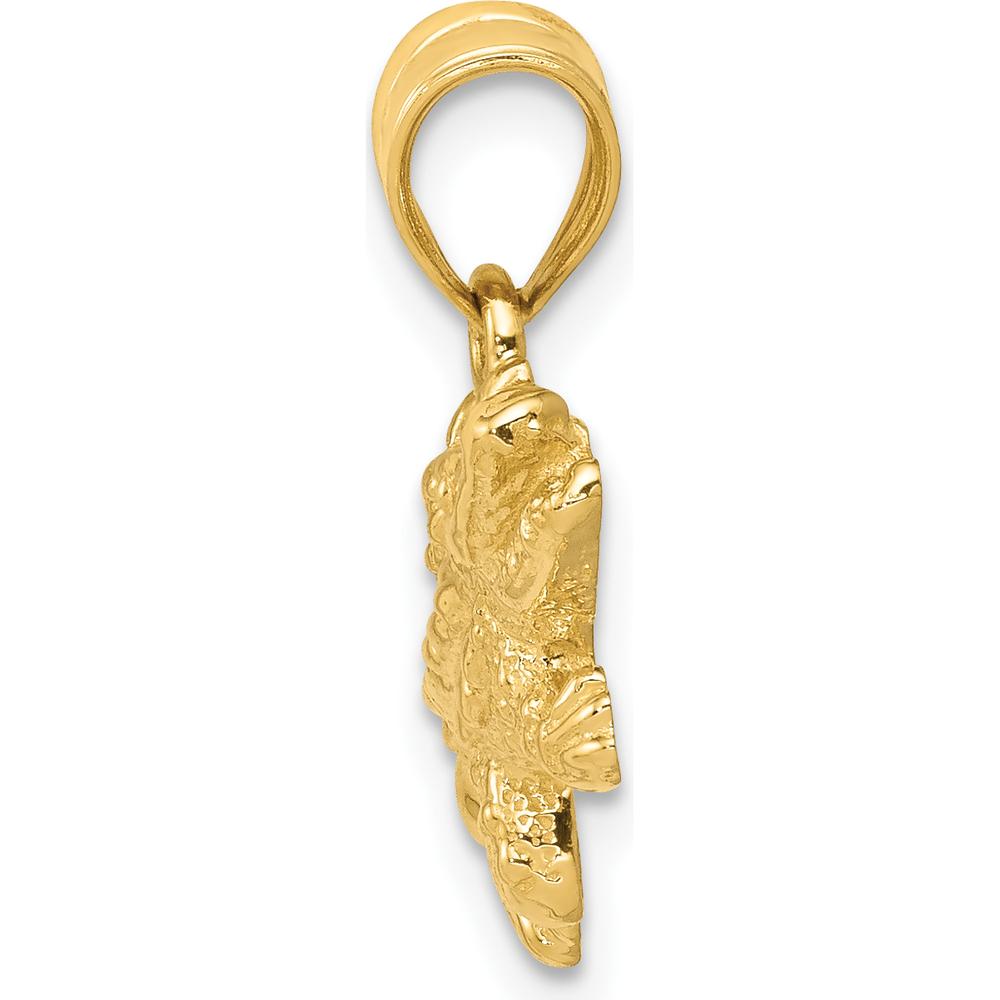 14K Yellow Gold Solid Polished Crocodile Pendant - 17mm Length by Oro Pregiato