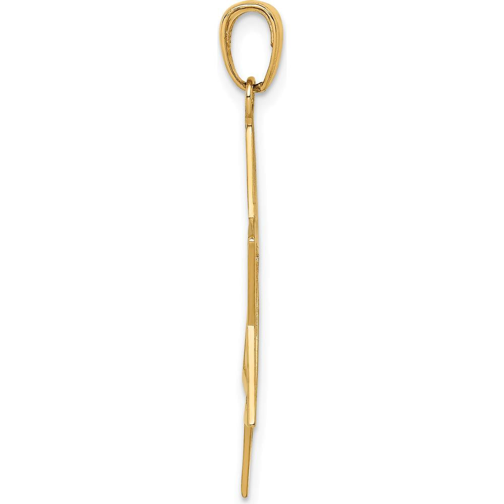 14K Yellow Gold Solid Polished Cut-out Star of David Charm 38mm Length by Oro Pregiato