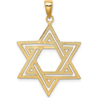 14K Yellow Gold Solid Polished Cut-out Star of David Charm 38mm Length by Oro Pregiato