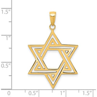 14K Yellow Gold Solid Polished Cut-out Star of David Charm 38mm Length by Oro Pregiato