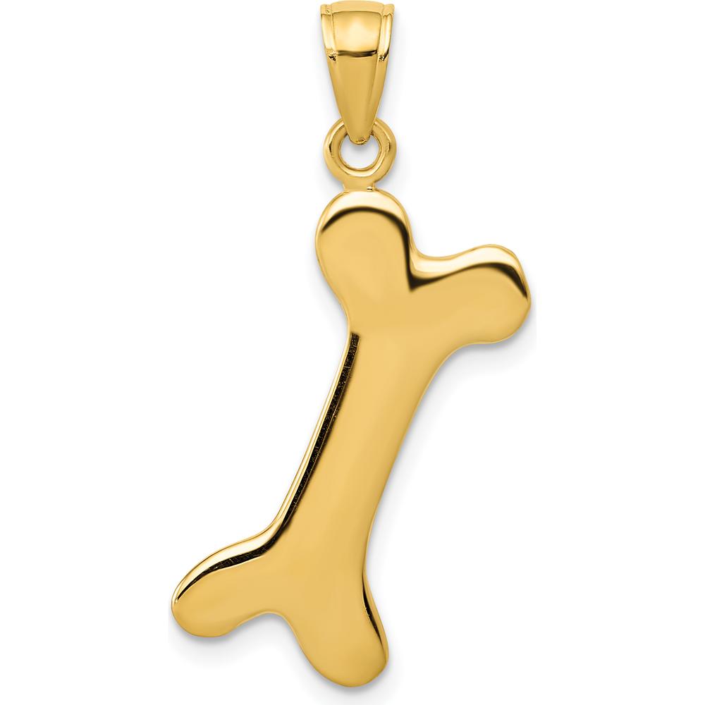 14K Yellow Gold Solid Polished Dog Bone Charm - 34mm Length by Oro Pregiato