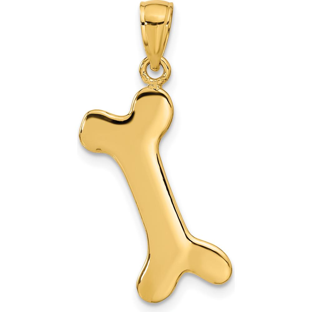 14K Yellow Gold Solid Polished Dog Bone Charm - 34mm Length by Oro Pregiato