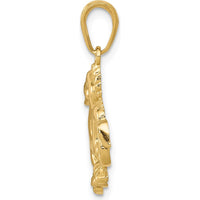 14K Yellow Gold Solid Polished Dragon Pendant - 23mm Length, 18mm Width by Oro Pregiato