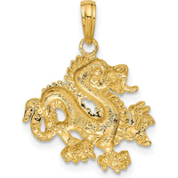 14K Yellow Gold Solid Polished Dragon Pendant - 23mm Length, 18mm Width by Oro Pregiato