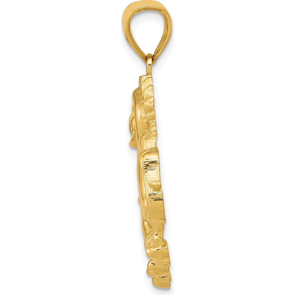 14K Yellow Gold Solid Polished Dragon Pendant - 31.5mm Length, 28mm Width by Oro Pregiato