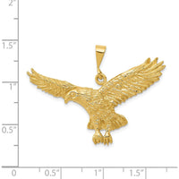 14K Yellow Gold Solid Polished Eagle Pendant - 41mm Wingspan by Oro Pregiato