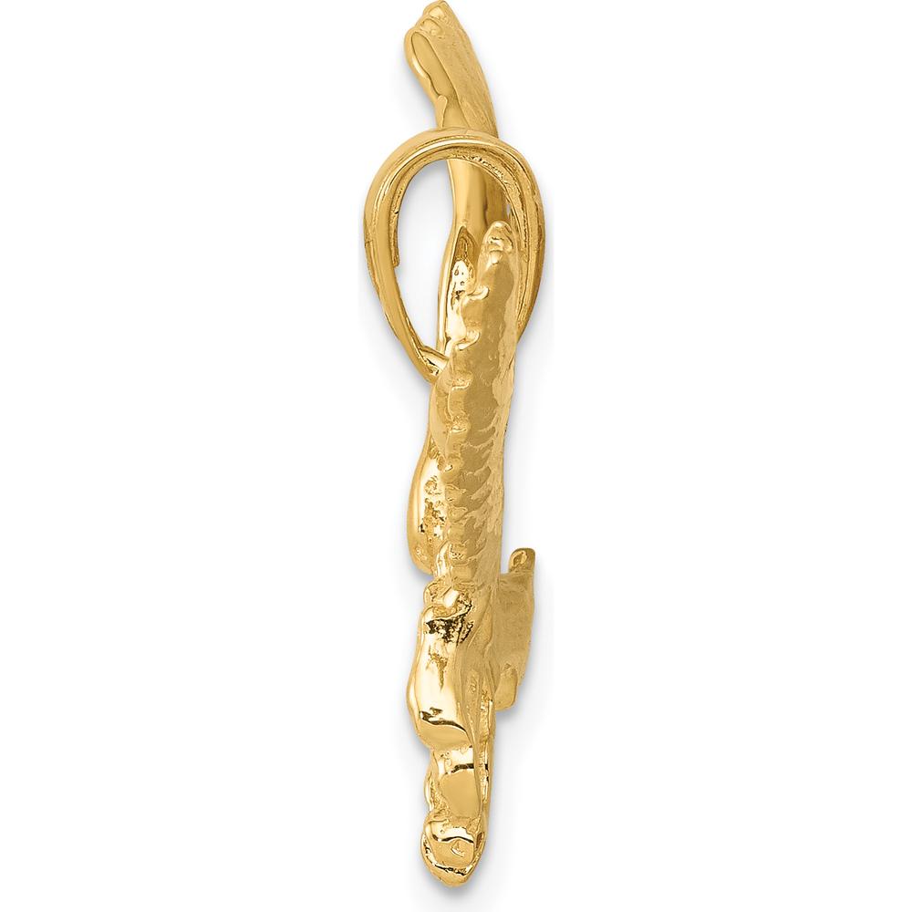 14K Yellow Gold Solid Polished Eagle Pendant with Textured Detailing - 29mm Width, 19mm Length by Oro Pregiato