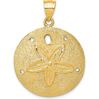 14K Yellow Gold Solid Polished Laser-Cut Sand Dollar Pendant - 38mm by Oro Pregiato