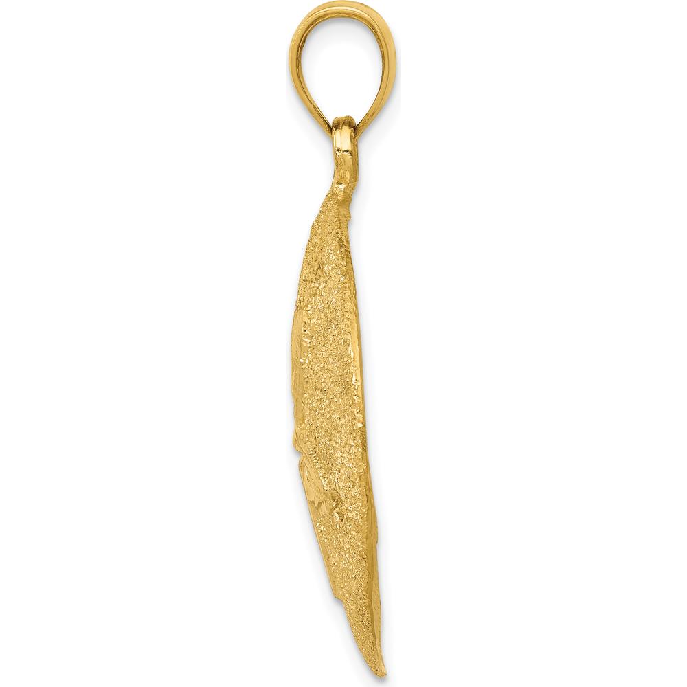 14K Yellow Gold Solid Polished Laser-Cut Sand Dollar Pendant - 38mm by Oro Pregiato