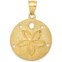 14K Yellow Gold Solid Polished Laser-Cut Sand Dollar Pendant - Beach-Inspired Motif Charm by Oro Pregiato