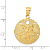 14K Yellow Gold Solid Polished Laser-Cut Sand Dollar Pendant - Beach-Inspired Motif Charm by Oro Pregiato