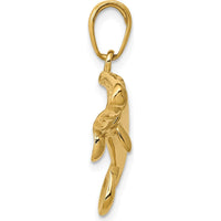 14K Yellow Gold Solid Polished Manatee Pendant - 20mm Length by Oro Pregiato
