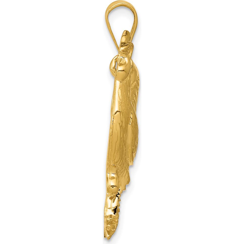 14K Yellow Gold Solid Polished Open-Backed Rooster Pendant - 32mm Length by Oro Pregiato