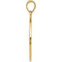 14K Yellow Gold Solid Polished Peace Sign Pendant - 40mm Length by Oro Pregiato