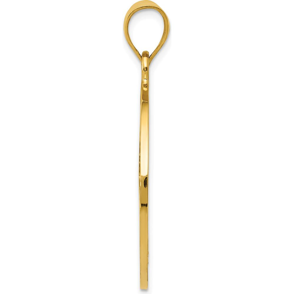 14K Yellow Gold Solid Polished Peace Sign Pendant - 40mm Length by Oro Pregiato