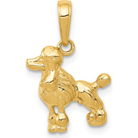 14K Yellow Gold Solid Polished Poodle Dog Pendant - Textured Motif Charm by Oro Pregiato