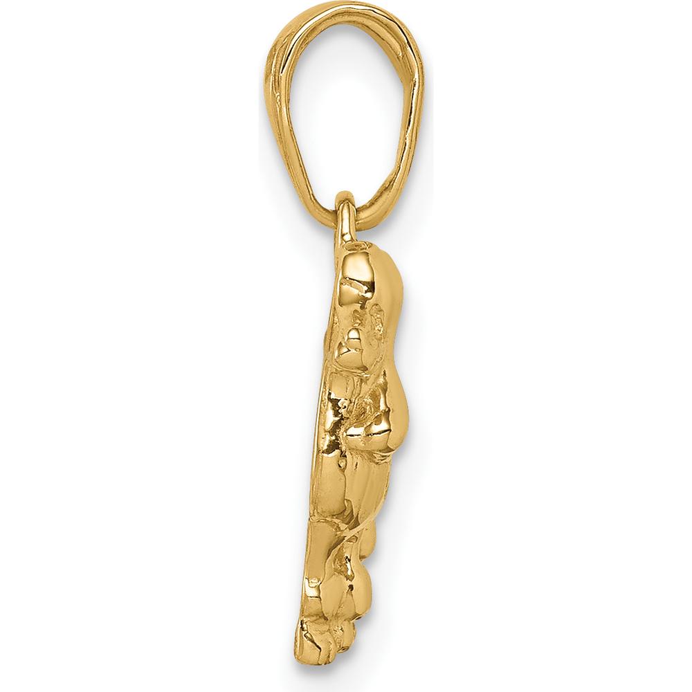 14K Yellow Gold Solid Polished Poodle Dog Pendant - Textured Motif Charm by Oro Pregiato