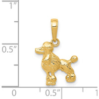 14K Yellow Gold Solid Polished Poodle Dog Pendant - Textured Motif Charm by Oro Pregiato