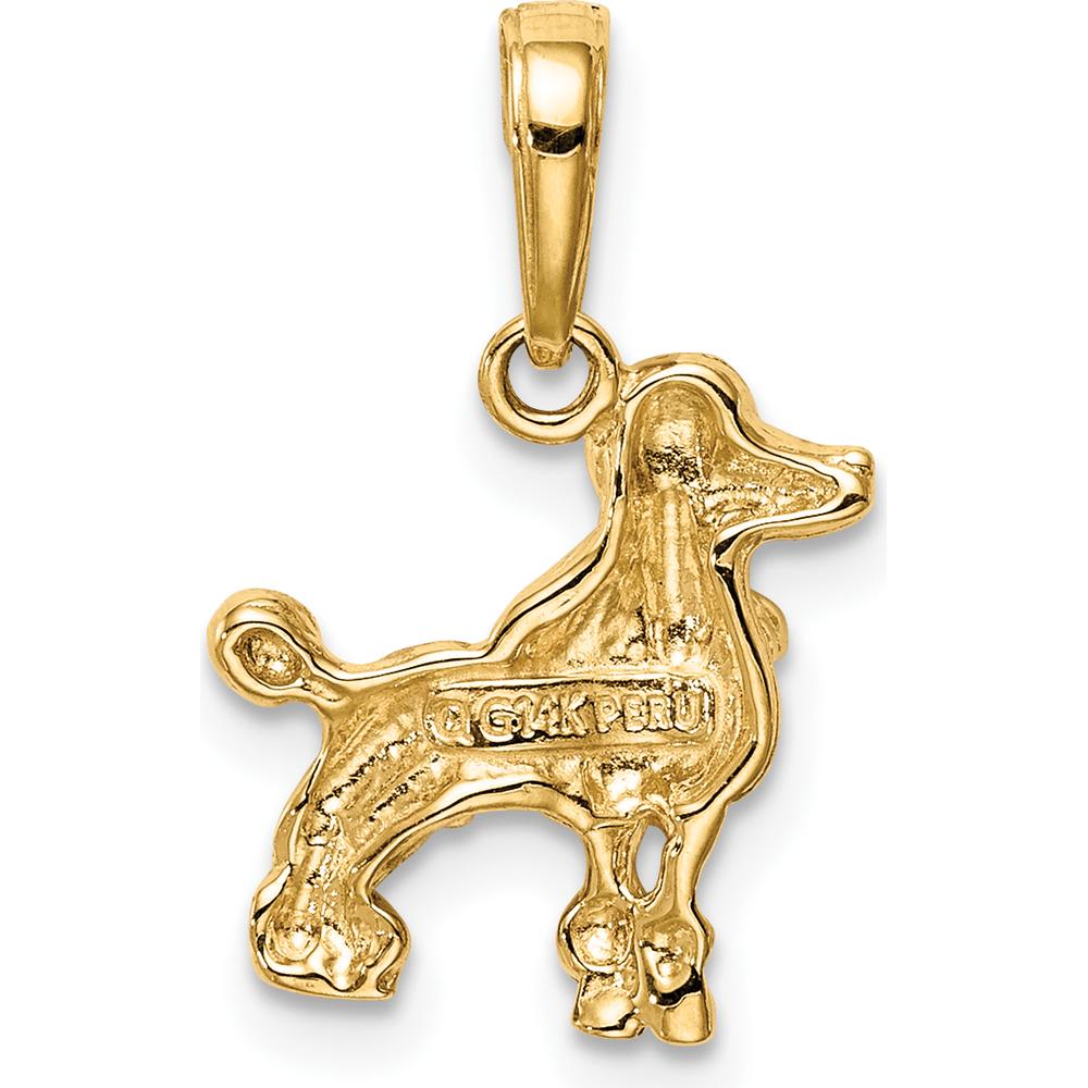 14K Yellow Gold Solid Polished Poodle Dog Pendant - Textured Motif Charm by Oro Pregiato