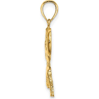 14K Yellow Gold Solid Polished Weightlifter Pendant - Power and Strength Design by Oro Pregiato