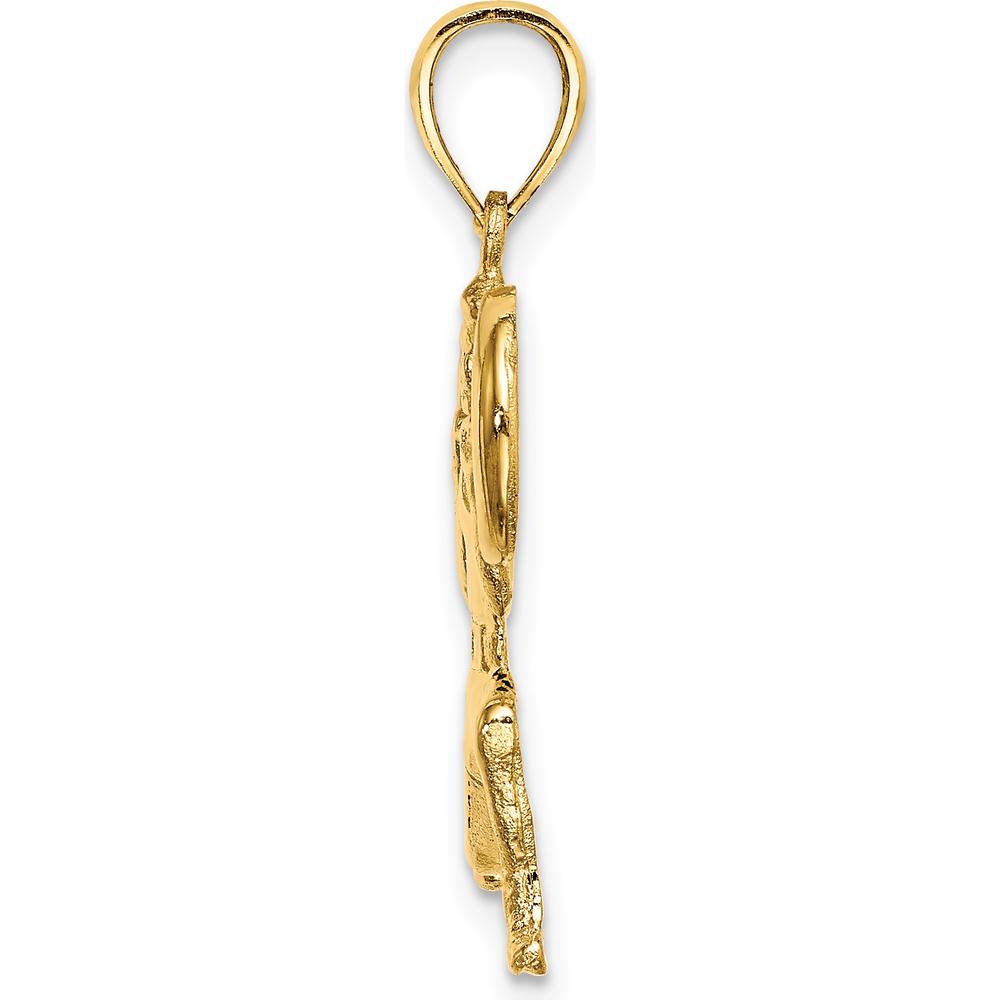14K Yellow Gold Solid Polished Weightlifter Pendant - Power and Strength Design by Oro Pregiato