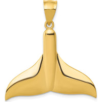 14K Yellow Gold Solid Polished Whale Tail Pendant - Nature-Inspired Design by Oro Pregiato