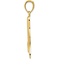 14K Yellow Gold Solid Polished Whale Tail Pendant - Nature-Inspired Design by Oro Pregiato