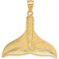 14K Yellow Gold Solid Polished Whale Tail Pendant - Nature-Inspired Design by Oro Pregiato