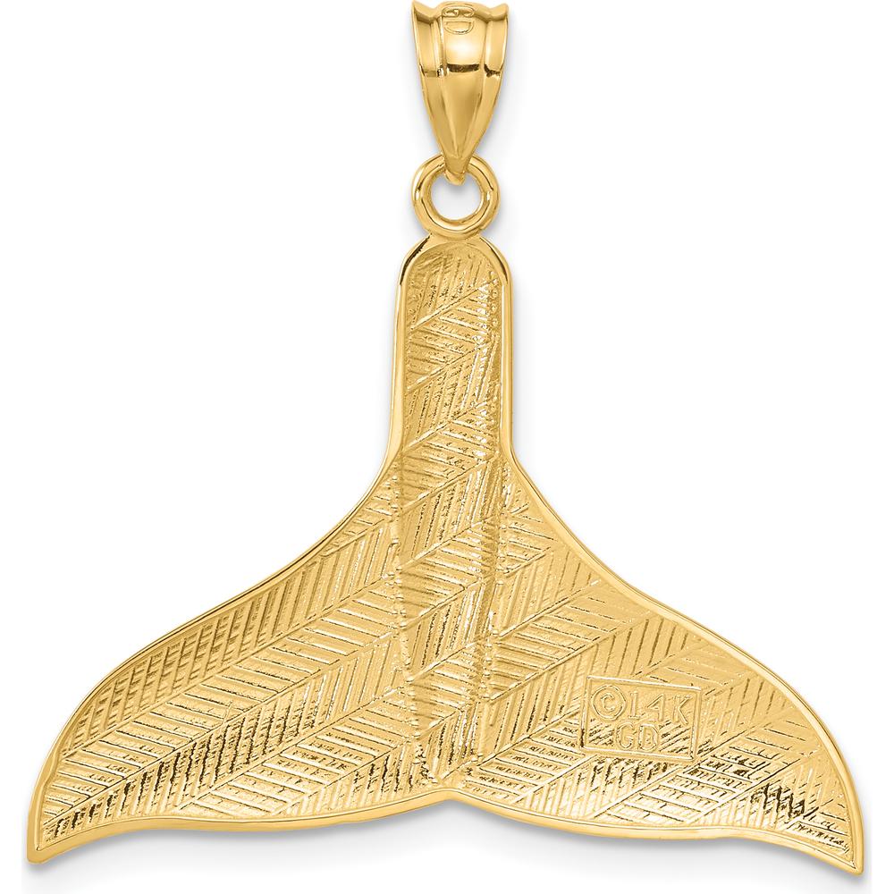 14K Yellow Gold Solid Polished Whale Tail Pendant - Nature-Inspired Design by Oro Pregiato