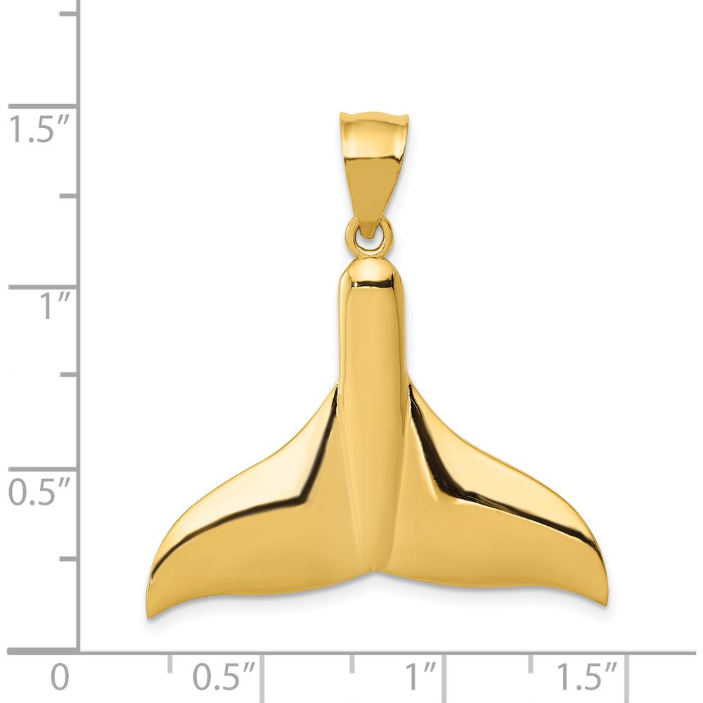 14K Yellow Gold Solid Polished Whale Tail Pendant - Nature-Inspired Design by Oro Pregiato