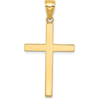 14K Yellow Gold Solid Reversible Latin Cross Pendant - 38mm Length by Oro Pregiato