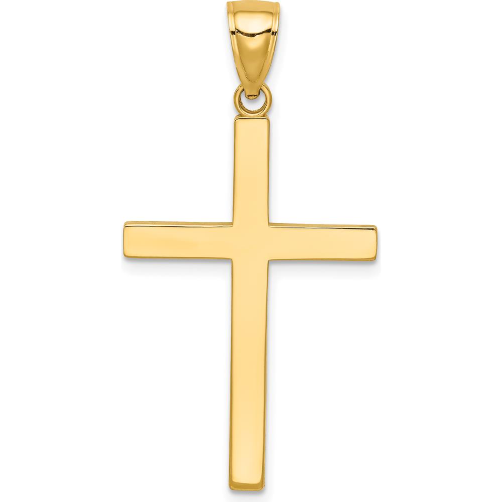 14K Yellow Gold Solid Reversible Latin Cross Pendant - 38mm Length by Oro Pregiato