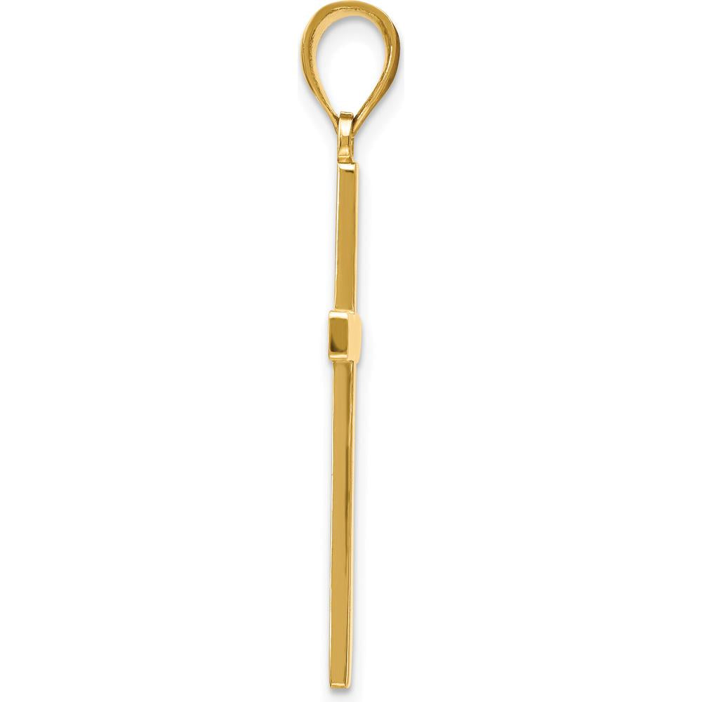 14K Yellow Gold Solid Reversible Latin Cross Pendant - 38mm Length by Oro Pregiato