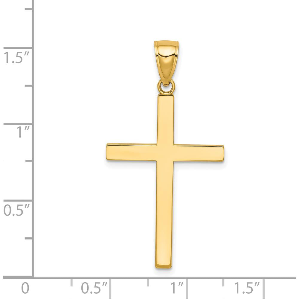 14K Yellow Gold Solid Reversible Latin Cross Pendant - 38mm Length by Oro Pregiato