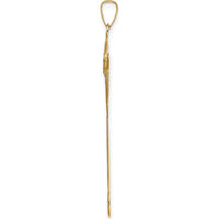 14K Yellow Gold Solid Risen Christ Pendant with Polished Textured Finish - 41mm Length by Oro Pregiato