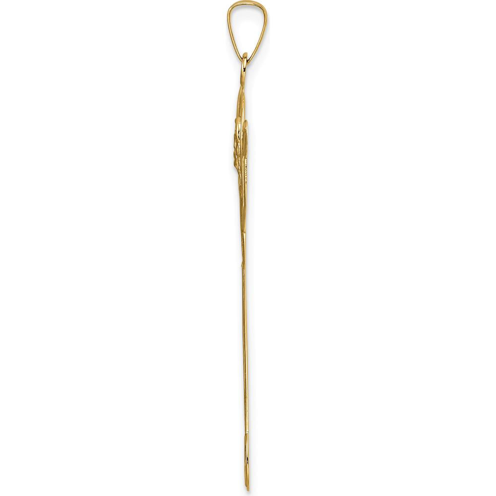 14K Yellow Gold Solid Risen Christ Pendant with Polished Textured Finish - 41mm Length by Oro Pregiato