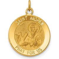 14K Yellow Gold Solid Saint Andrew Medal Charm - Polished & Satin Finish by Oro Pregiato