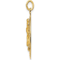 14K Yellow Gold Solid Saint Christopher Medal Pendant with Polished and Satin Finish - 28mm Length by Oro Pregiato