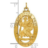 14K Yellow Gold Solid Saint Christopher Medal Pendant with Polished and Satin Finish - 28mm Length by Oro Pregiato