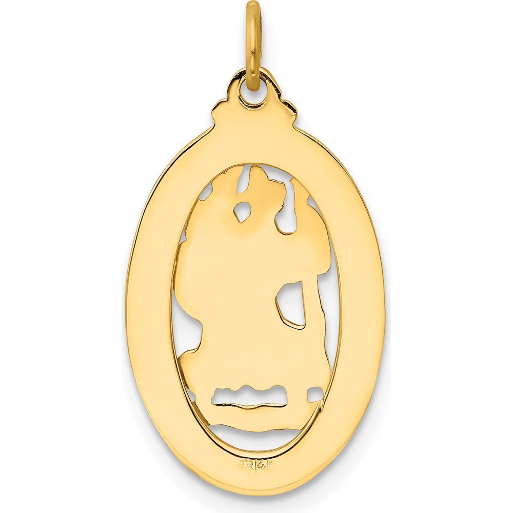 14K Yellow Gold Solid Saint Christopher Medal Pendant with Polished and Satin Finish - 28mm Length by Oro Pregiato