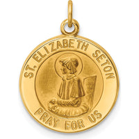 14K Yellow Gold Solid Saint Elizabeth Seton Medal Charm - Polished & Satin Finish by Oro Pregiato
