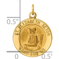 14K Yellow Gold Solid Saint Elizabeth Seton Medal Charm - Polished & Satin Finish by Oro Pregiato