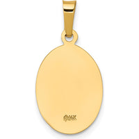 14K Yellow Gold Solid Saint Joseph Oval Charm Pendant with Polished and Satin Finish by Oro Pregiato