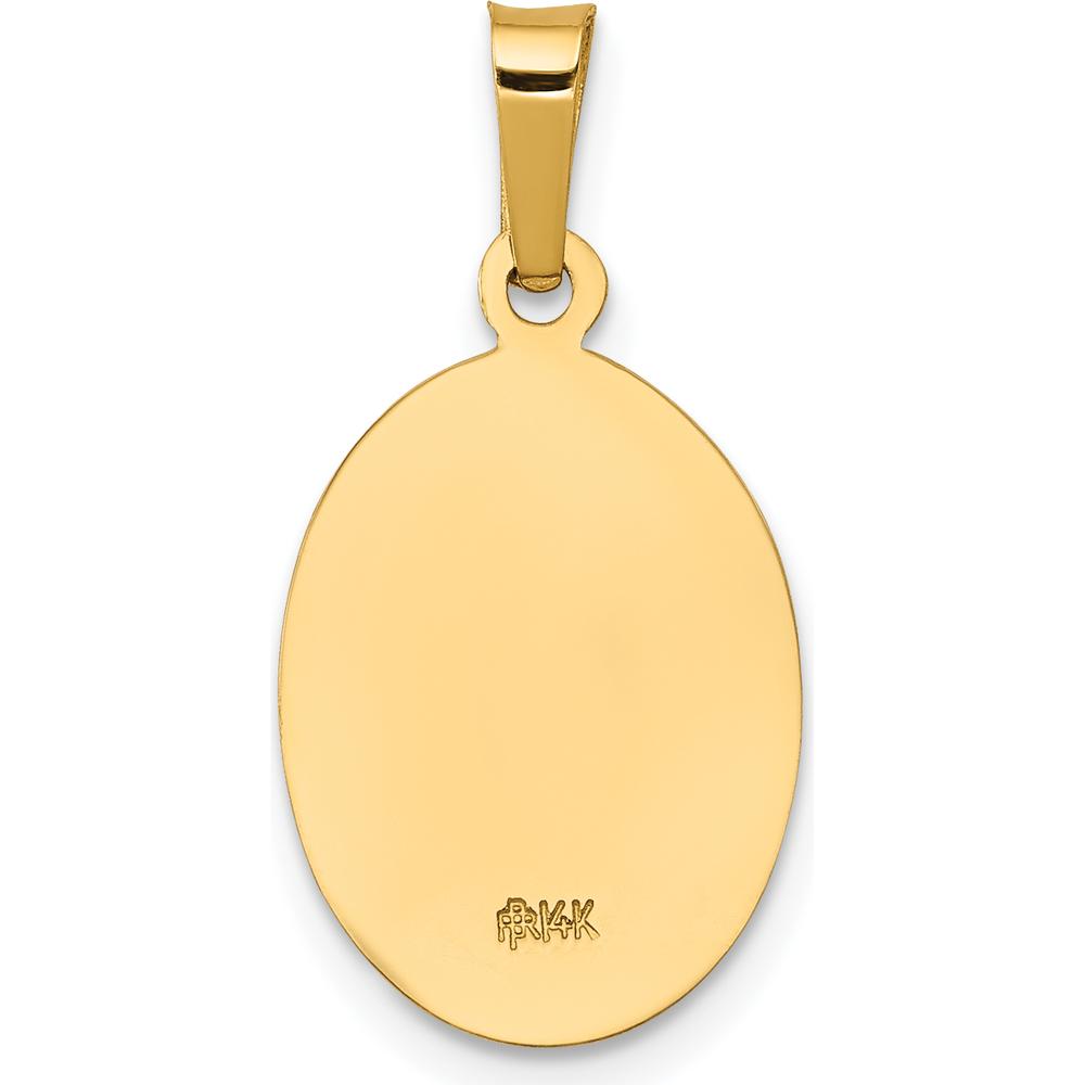 14K Yellow Gold Solid Saint Joseph Oval Charm Pendant with Polished and Satin Finish by Oro Pregiato