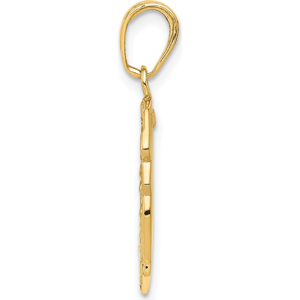 14K Yellow Gold Solid Saint Michael Medal Badge Pendant - 27mm Length, Polished Finish by Oro Pregiato