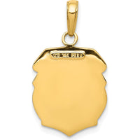 14K Yellow Gold Solid Saint Michael Medal Badge Pendant - 27mm Length, Polished Finish by Oro Pregiato